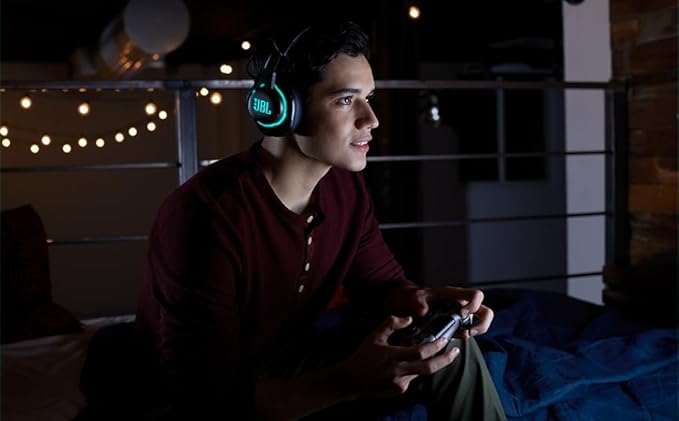 JBL Quantum 810 Wireless Over Ear Gaming Headset with Mic, ANC, 50mm Neodymium Drivers, 43H Playtime, Low Latency, Dual Surround Sound, Boom Mic, 2.4GHz Wireless Dongle, Discord-certified Dial (Black) - Zapnet.in