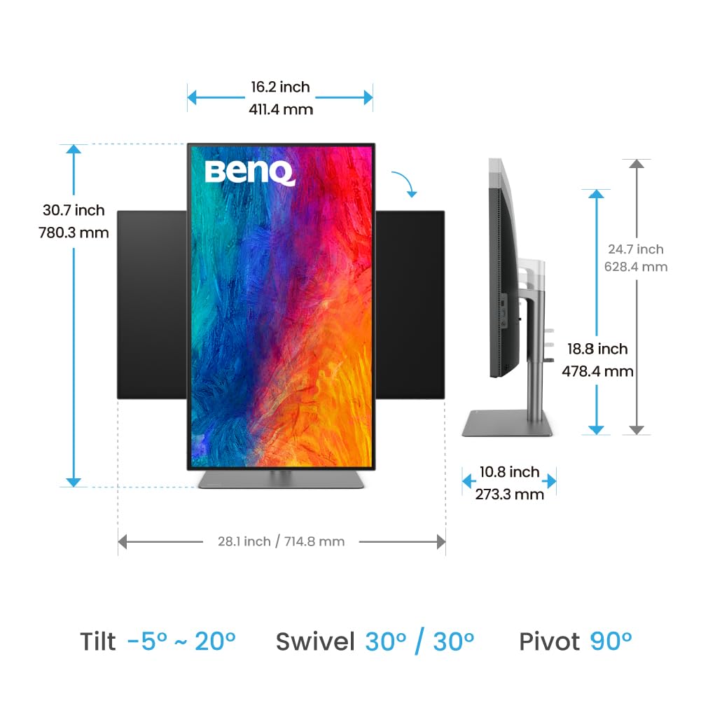 BenQ PD3225U Pro-Design Monitor for MacBook 32" IPS Black Tech. CR 2000:1|4K UHD|VESA DisplayHDR400|98% P3|100% sRGB|DeltaE<2|Pantone Validated|ICCSync|PIP/PBP|Thunderbolt 3|USB-C(PD 85W)|USB Hub|KVM