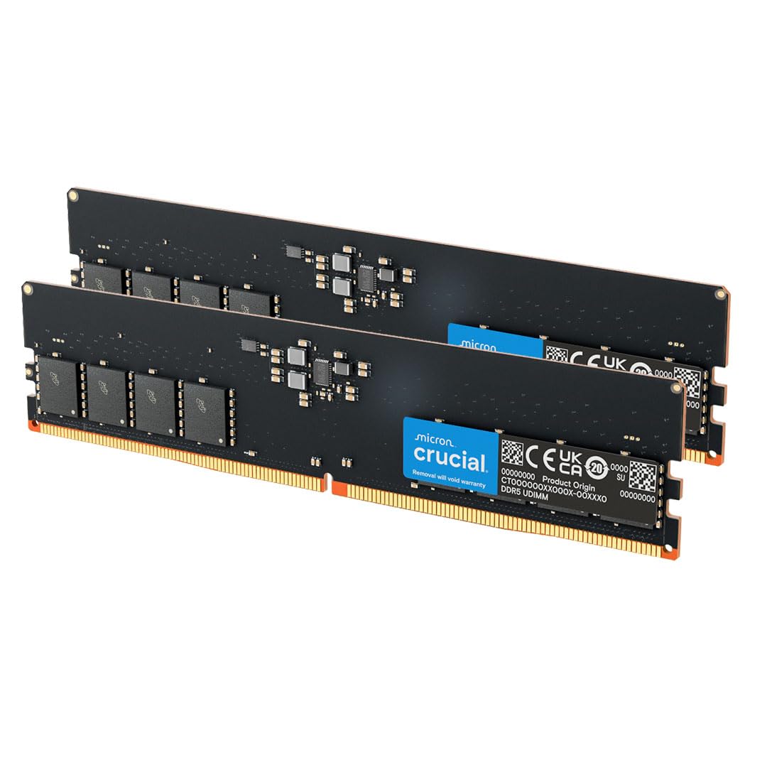 Crucial 64GB(32×2) KIT DDR5 4800MHz Crucial RAM 64GB Kit (2x32GB) DDR5 4800MHz CL40 Desktop Memory