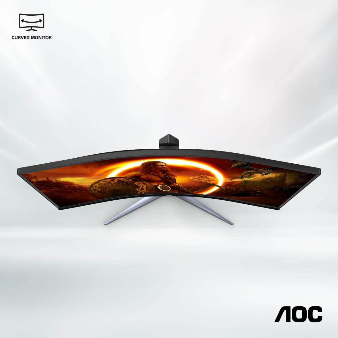 AOC CU34G2XP/BK, 34'' Ultrawide 1500R Curved Gaming Monitor offering WQHD Resolution, 180Hz Refresh Rate, 1.0ms GTG, FreeSync Premium, Display HDR 400, Height Adjustable Stand, Multiview (PIP,PBP)