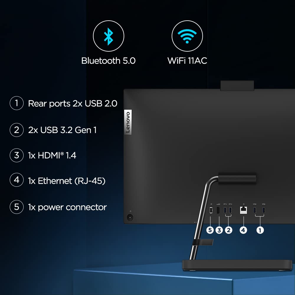 Lenovo IdeaCentre AIO 3 Ryzen 5 7430U 23.8" FHD IPS 3-Side Edgeless All-in-One Desktop with Alexa Built-in (8GB/512GB SSD/Win11/MSO 21/3Wx2 Speakers/HD Camera/USB Calliope Keyboard & Mouse) F0G1013EIN