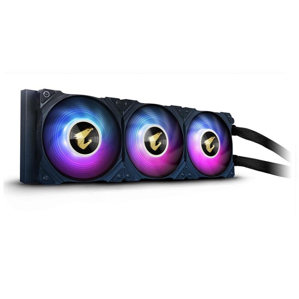 AORUS WATERFORCE X 360 AIO Liquid CPU Cooler, Rotatable Circular LCD Display with Micro SD Support, 360mm Radiator with 3X 120mm Low Noise ARGB Fans, Compatible with Intel LGA1700