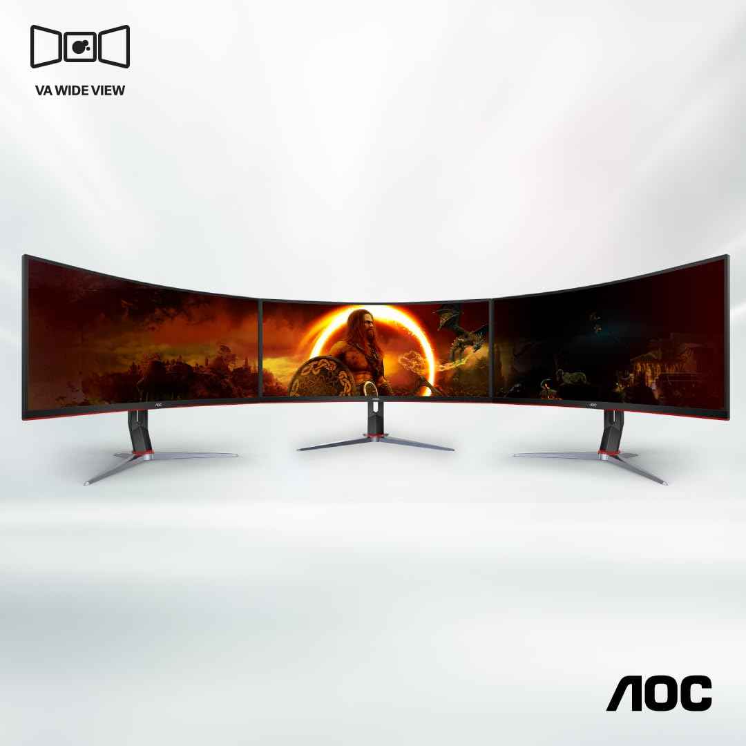 AOC CU34G2XP/BK, 34'' Ultrawide 1500R Curved Gaming Monitor offering WQHD Resolution, 180Hz Refresh Rate, 1.0ms GTG, FreeSync Premium, Display HDR 400, Height Adjustable Stand, Multiview (PIP,PBP)