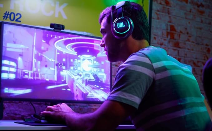 JBL Quantum 810 Wireless Over Ear Gaming Headset with Mic, ANC, 50mm Neodymium Drivers, 43H Playtime, Low Latency, Dual Surround Sound, Boom Mic, 2.4GHz Wireless Dongle, Discord-certified Dial (Black) - Zapnet.in