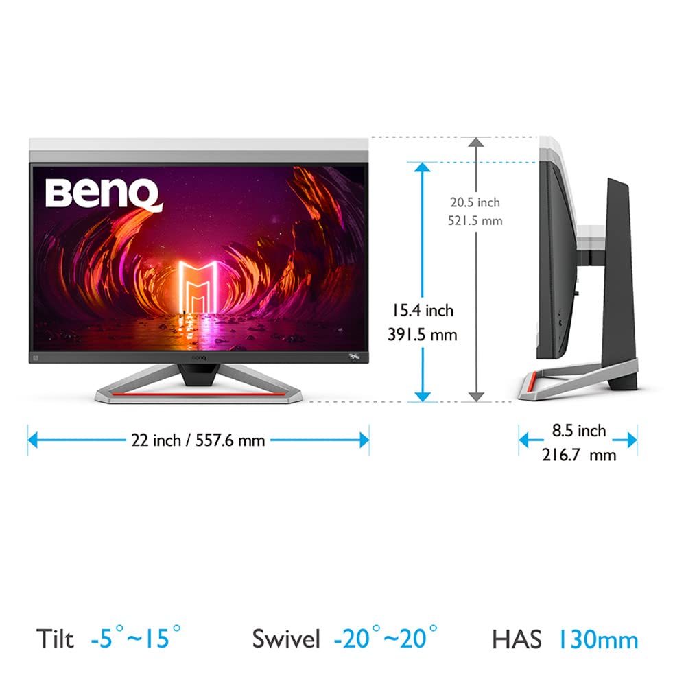 BenQ MOBIUZ EX2510S 24.5" IPS Full HD HDR Gaming Monitor 165Hz| 1ms MPRT| FreeSync Premium| Height Adjust| 99% sRGB| Bezel-Less| Black Equalizer| treVolo Speakers (2.5W x 2)| HDMI| DP (Dark Grey)