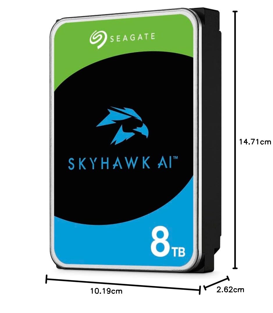 Seagate Skyhawk AI 8TB Video Internal Hard Drive HDD – 3.5 Inch SATA 6 Gb/s 256 MB Cache for DVR NVR Security Camera System with 3-Years Data Recovery Services (ST8000VE001)