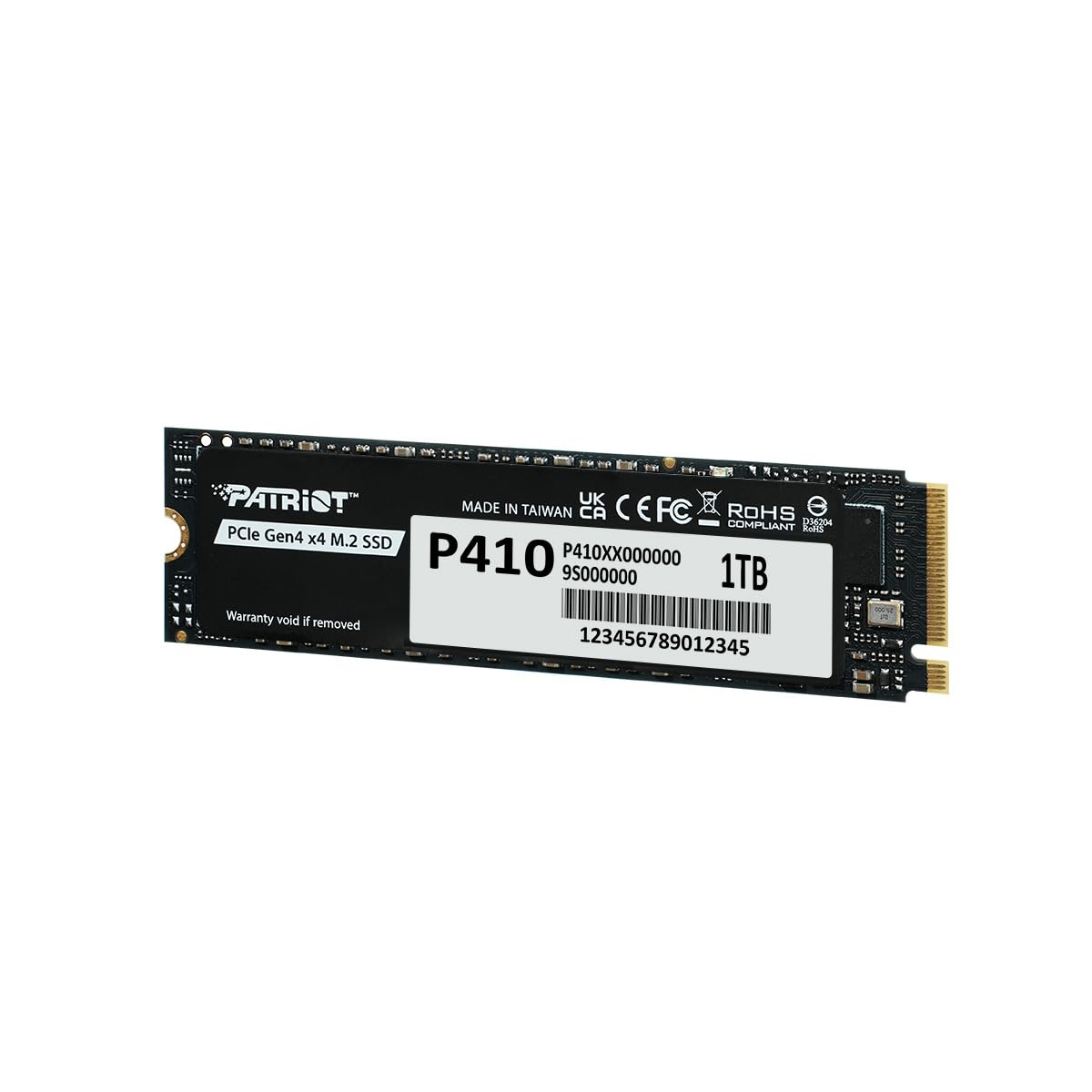 Patriot P410 1TB Internal SSD - NVMe PCIe Gen 4x4 - M.2 2280 - Sequential Read: Up to 5,000MB/s and Sequential Write: Up to 4,500MB/s - Compatible with PS5 - Solid State Drive - P410P1TBM28H