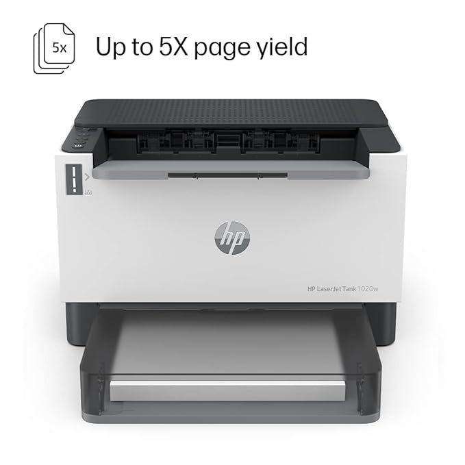 HP Laserjet Tank 1020w Printer, Wireless, Print, Hi-Speed USB 2.0, Bluetooth LE, Up to 22 ppm, 150-sheet Input Tray, 100-sheet Output Tray, 25,000-page Duty Cycle, Black and White, 381V6A - Zapnet.in
