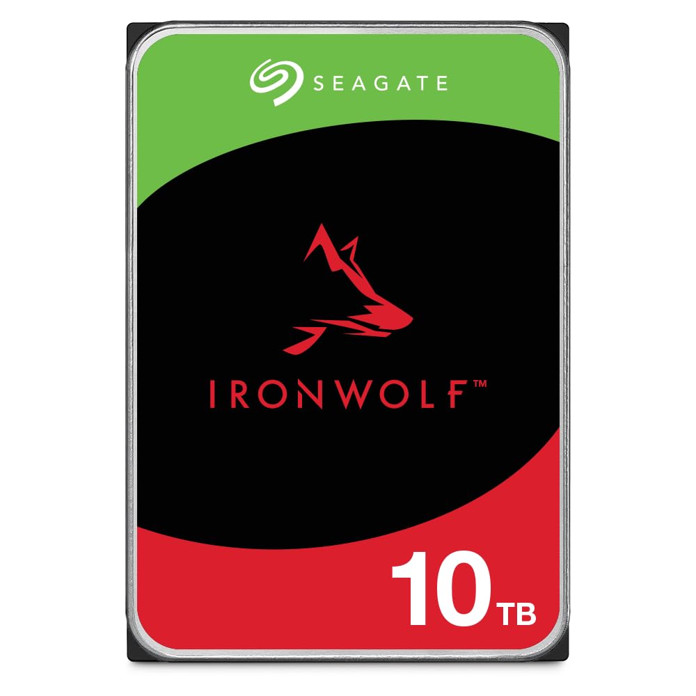 Seagate IronWolf 10TB NAS Internal Hard Drive HDD – CMR 3.5 Inch SATA 6Gb/s 7200 RPM 256MB Cache for RAID Network Attached Storage with 3-Years Data Recovery Services (ST10000VN000)