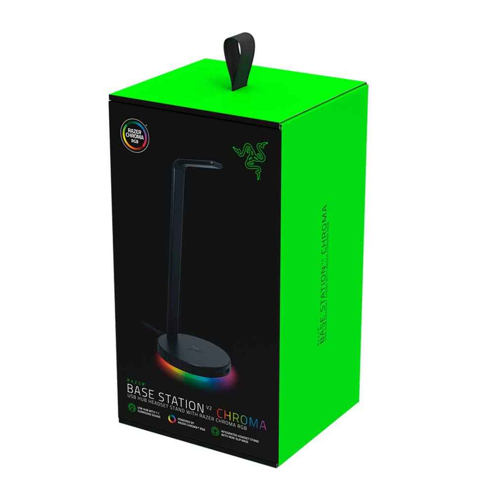 Razer Base Station V2 Chroma, USB Hub with 7.1 Surround Sound, Non-Slip Base, Razer Chroma RGB - Black - RC21-01510100-R3M1