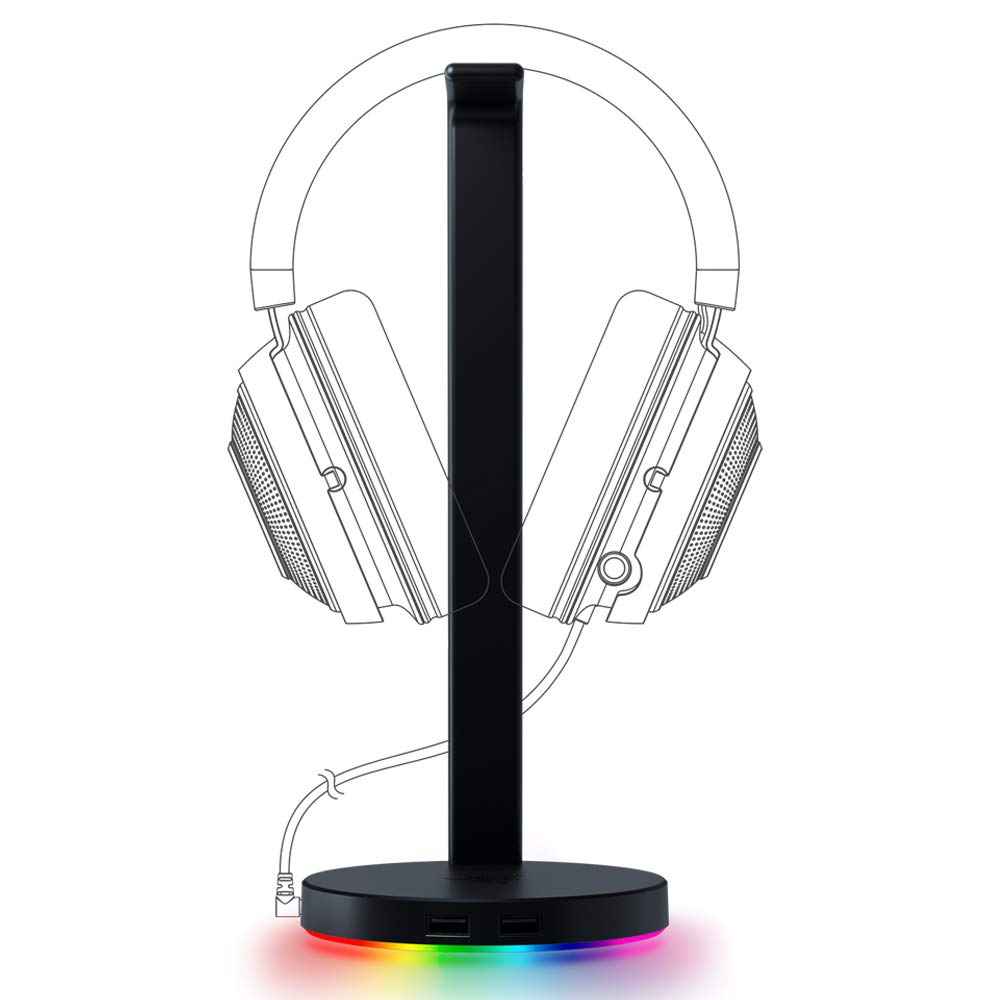 Razer Base Station V2 Chroma, USB Hub with 7.1 Surround Sound, Non-Slip Base, Razer Chroma RGB - Black - RC21-01510100-R3M1