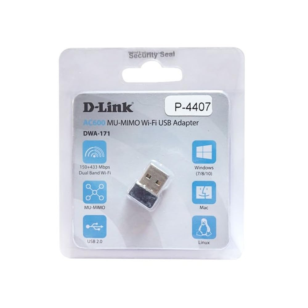 D-Link Wireless Dual Band AC600 Mbps USB Wi-Fi Network Adapter (DWA-171)