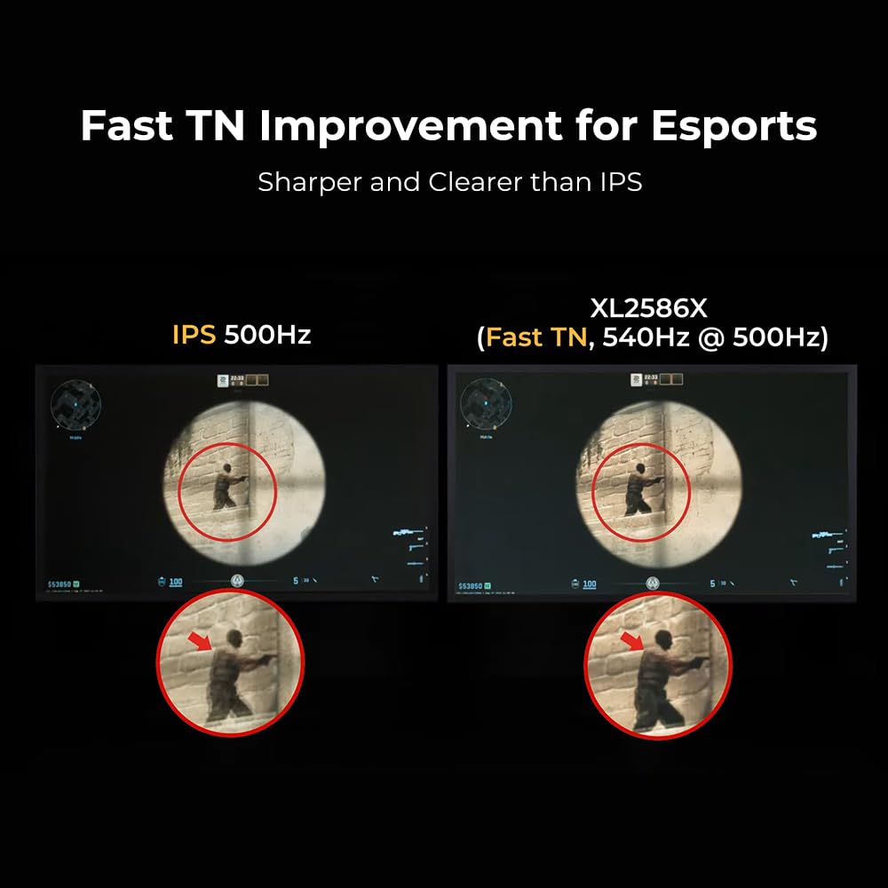 BenQ Zowie XL2586X 24.1" 540Hz FHD Fast TN 0.5ms|Gaming Monitor for Esports (FPS)|Motion Clarity DyAc2 |XL Setting to Share| S Switch|Shield|Precise Height Adjust with Industrial Grade Bearing (Black)