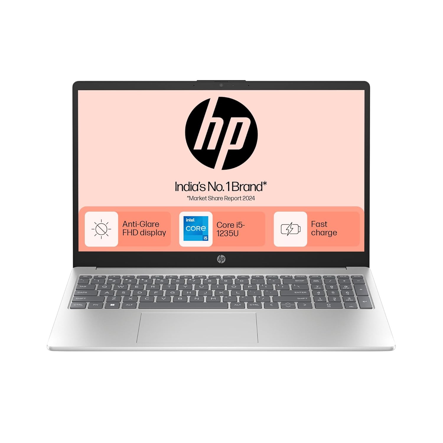 HP 15,12th Gen Intel Core i5-1235U, 8GB DDR4,1TB SSD, (Win 11,MSO 2021,Silver,1.59 Kg),15.6-Inch(39.6 Cm) FHD Laptop, UHD Graphics,1080P FHD Camera W/Privacy Shutter,Backlit KB,FD0112TU