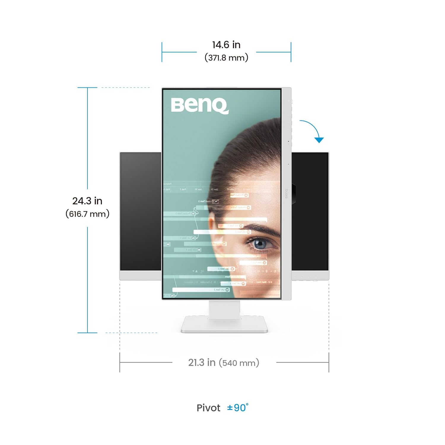 BenQ GW2486TC 24" IPS 100Hz Full HD Coding Monitor |USB-C(65W PD)| Daisy Chain| 99% sRGB| Coding Mode| Height Adjust|HDMI| DP| USB Hub| 2Wx2 Speakers| Eye Care| Noise Cancelling Microphone (White)