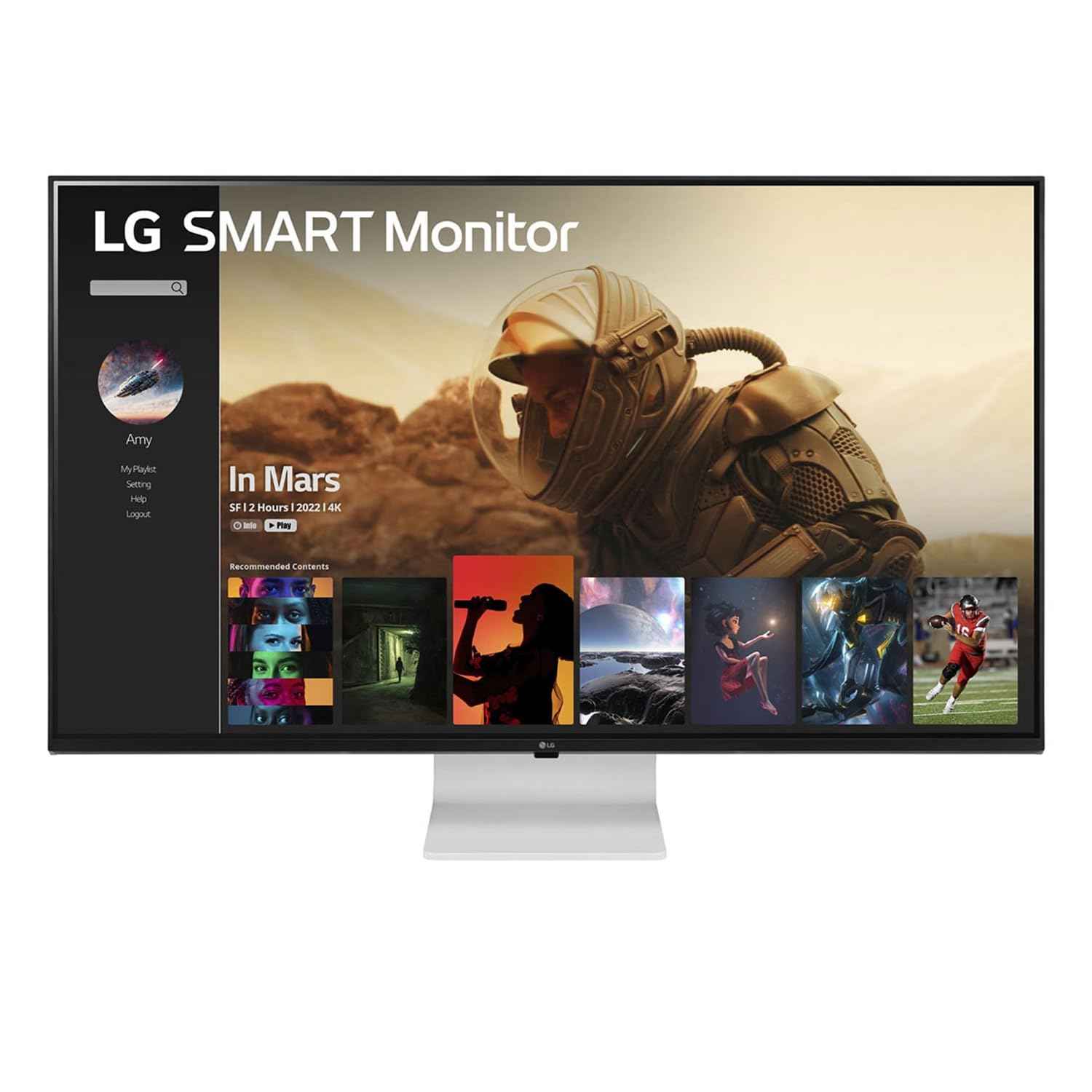 LG 43" Ultrafine™ Smart Monitor UHD 4K IPS (3840 * 2160), HDR 10, Wireless Connectivity, webOS, AirPlay 2, USB Type-C (65W PD), Speakers 10WX2, Magic Remote, HDMIx2, DP, HP Out, 43SQ700S (White)