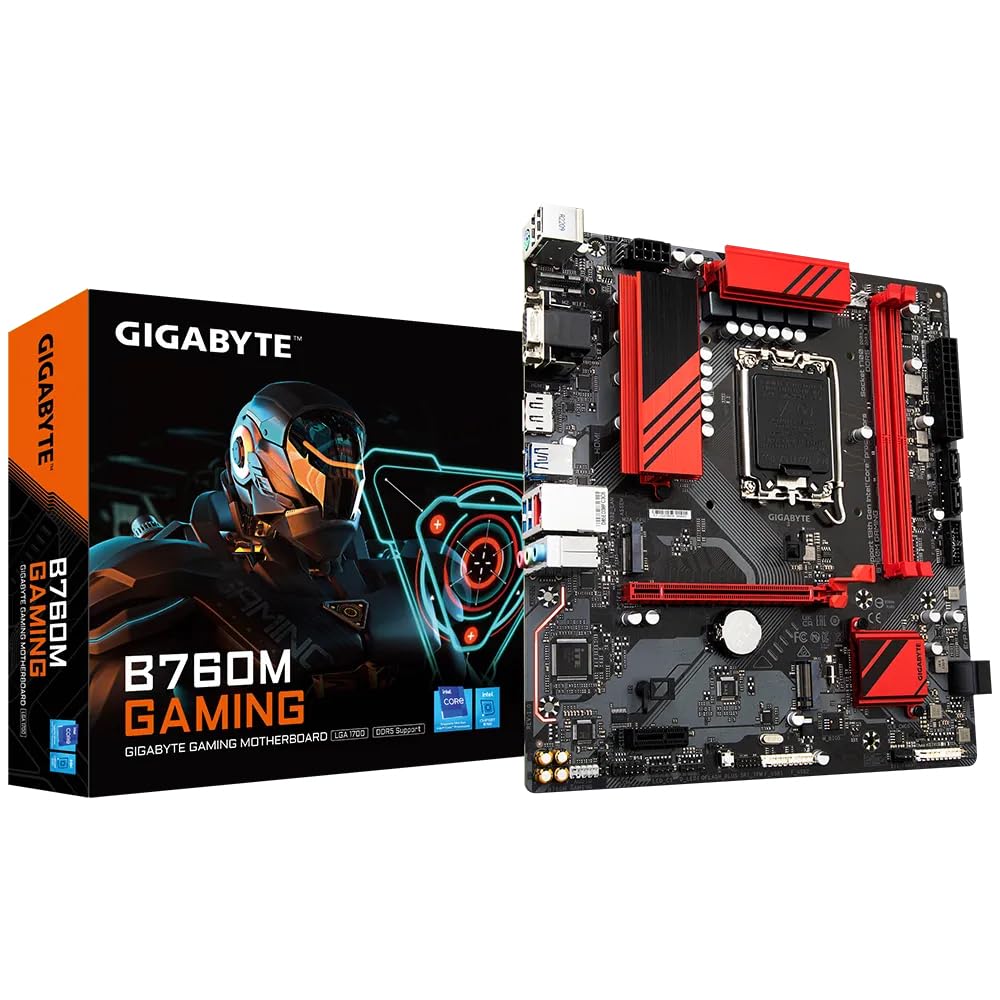 GIGABYTE Intel B760M Gaming ATX Motherboard with 6+2+1 Phases Digital VRM Solution, Dual Channel DDR5：2*DIMMs XMP Memory Module Support,2 x DDR5 DIMM sockets Supporting up to 96 GB,DDR5