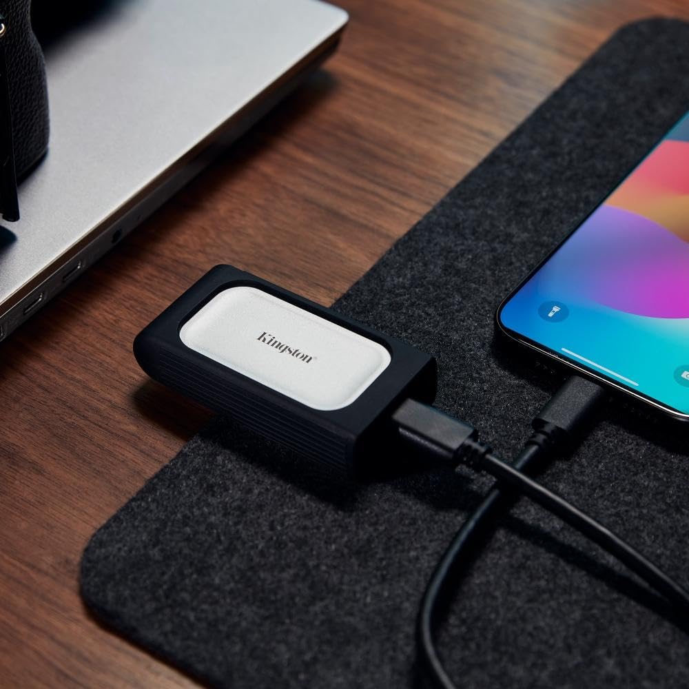 Kingston Xs2000 500G High Performance, Read/Write Speeds Up to 2,000Mb/S, Pocket-Sized External Portable Ssd Sxs2000/500G, Silver, Usb3.2_Gen_2_X_2