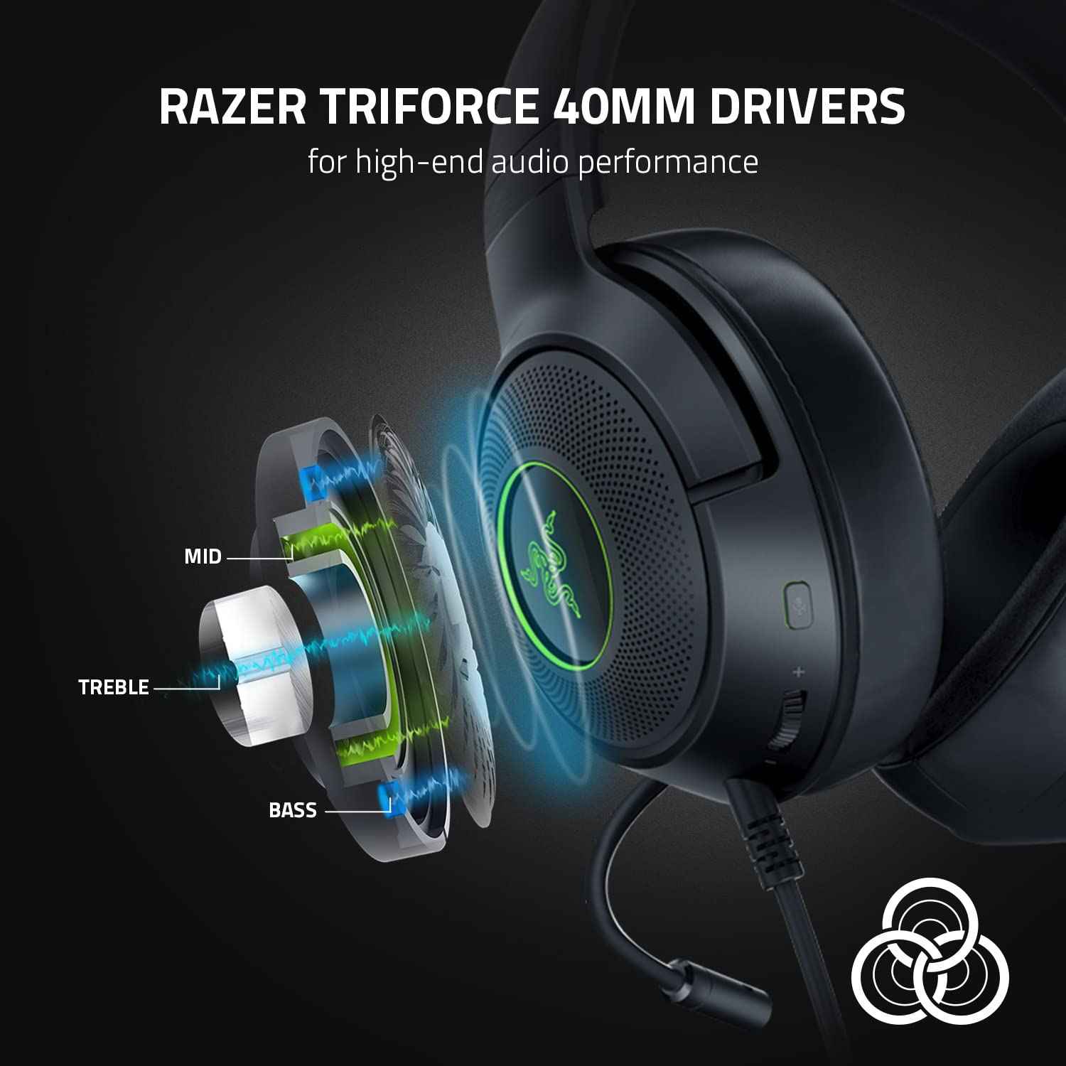 Razer Kraken V3 X - Ultra Light Comfort Triforce 40mm Drivers -7.1 Surround Sound - Hyperclear Cardioid Mic Powered Chroma RGB Wired HeadphonesUSB Gaming Over Ear Headset -RZ04-03750300-R3M1