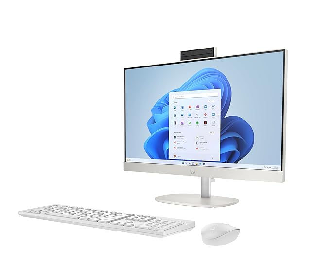 HP All-in-One 24, 13th Gen Intel Core i5-1335U,23.8inch(60.5 cm),FHD,Anti-Glare,8 GB DDR4,512GB M.2 SSD, 510SP White Wireess Keyboard and Mouse Combo,Windows 11,Shell White,5.27kg,24-cr0051in - Zapnet.in