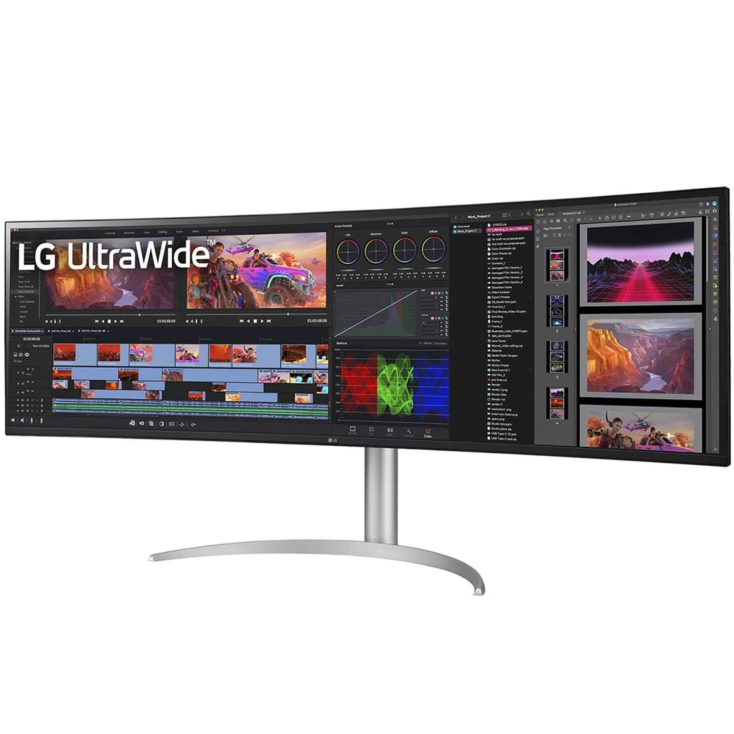 LG 49" Ultrawide Dual Qhd Nano 144Hz IPS Curved Monitor(5120X1440) Expanded Workstation,Vesa Displayhdr 400,USB Type-C,Dual Controller,Nvidia G-Sync,AMD Freesync Premium Pro-49Wq95C-W,White