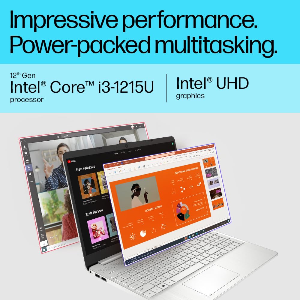 HP 15s 12th Gen Intel Core i3-1215U,15.6inch(39.6cm), FHD,Anti-Glare,8GB RAM,512GB SSD,Intel UHD Graphics,Dual Speakers(Win11,MSO2021,Silver,1.69Kg), 15s-FQ5185tu