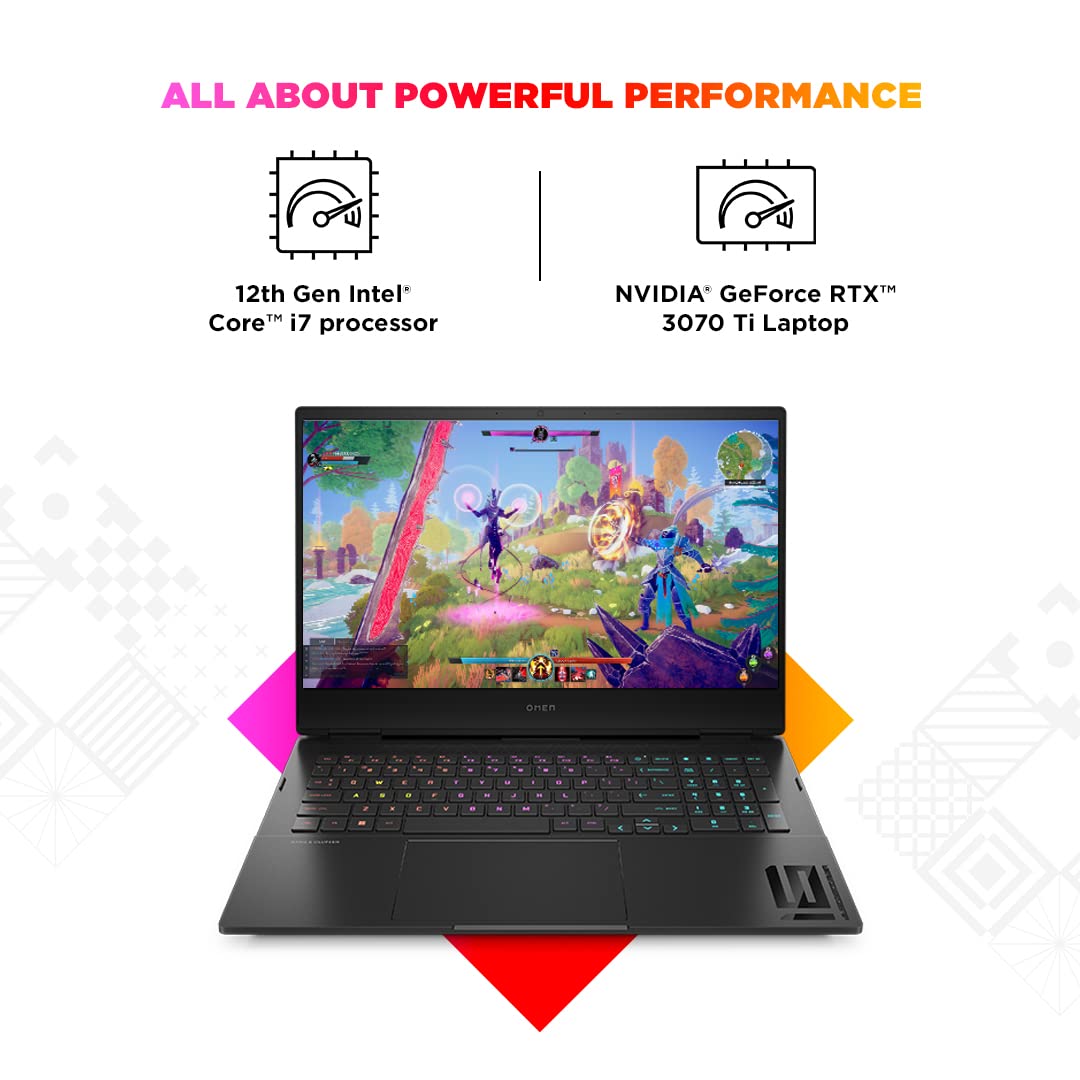 HP Omen 12th Gen Intel Core i7-12700H 16.1 inch(40.9cm)FHD Gaming Laptop(16GB RAM/1TB SSD/GeForce RTX 3070Ti 8GB Graphics/144Hz/7ms Response Time/Win 11/MSO 2021/Backlit/B&O/Alexa/Xbox Pass)16-k0370TX