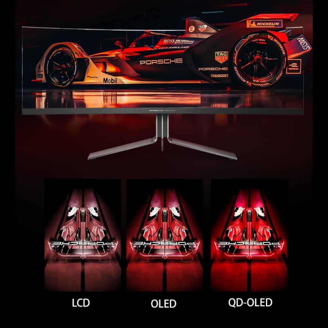 AOC PD49 Porsche Design 49" 5K DQHD QD-OLED Gaming Monitor, 240Hz Refresh Rate, HDR TrueBlack 400, 1800R Curve, 1000 Nits Brightness, USB-C, KVM, Speakers, Ergonomic Stand, Premium Build