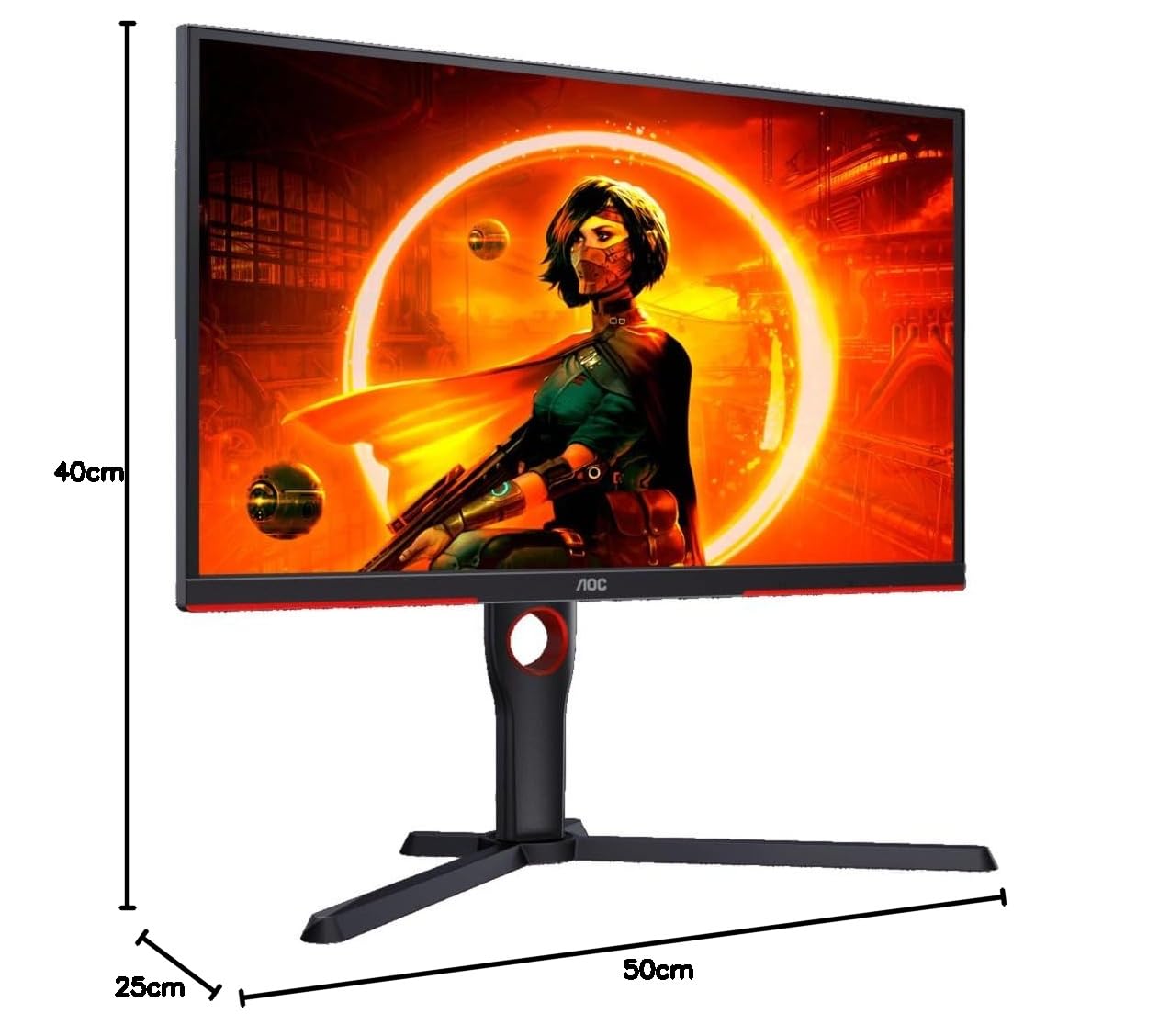 AOC Gaming 25G3ZM - 25-inch Full HD Monitor, 240Hz, 0.5ms MPRT, FreeSync Premium (1920x1080, HDMI, DisplayPort, USB hub) black/red