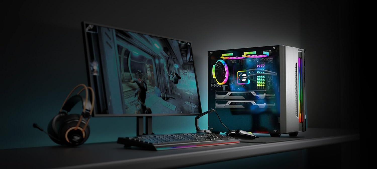 Cougar Gemini M Mini Tower Gaming Case with Addressable RGB and Dynamic Lighting Effects (Iron-Gray)