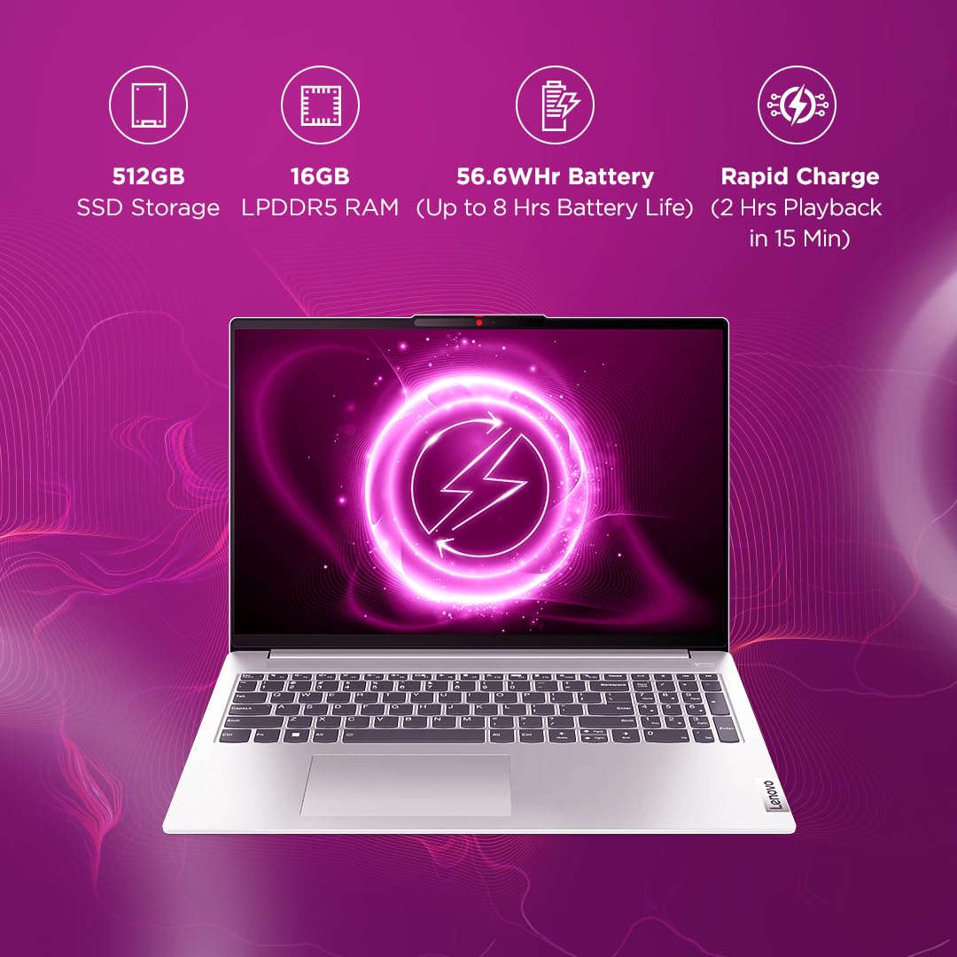 Lenovo IdeaPad Slim 5 13th Gen Core i7-13700H (16GB RAM/512GB SSD/Intel Iris Xe Graphics/WUXGA IPS Display/16 (40.6cm)/Windows 11/MS Office 2021/Backlit Keyboard/Grey/1.89Kg), 82XF003HIN Laptop