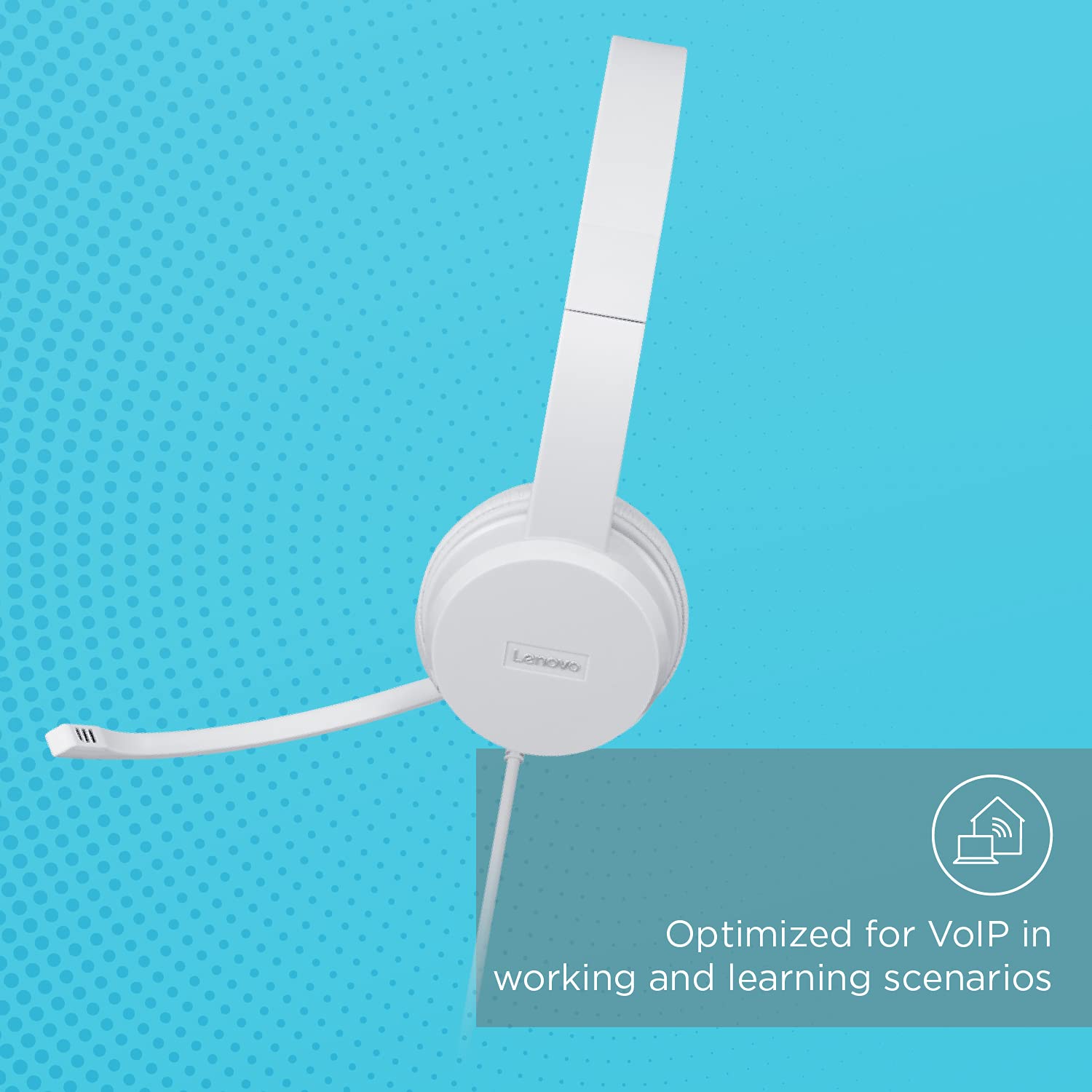 Lenovo 110 Wired On Ear Headphones with Mic, Memory Foam earcups, 30mm Driver | Computer/PC or Laptop Headphone (White)