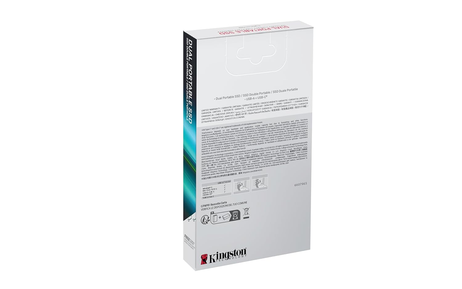 Kingston 1TB Dual USB-A/C Portable SSD | Up to 1050MB/s | USB 3.2 Gen 2 | SPSD/1TB