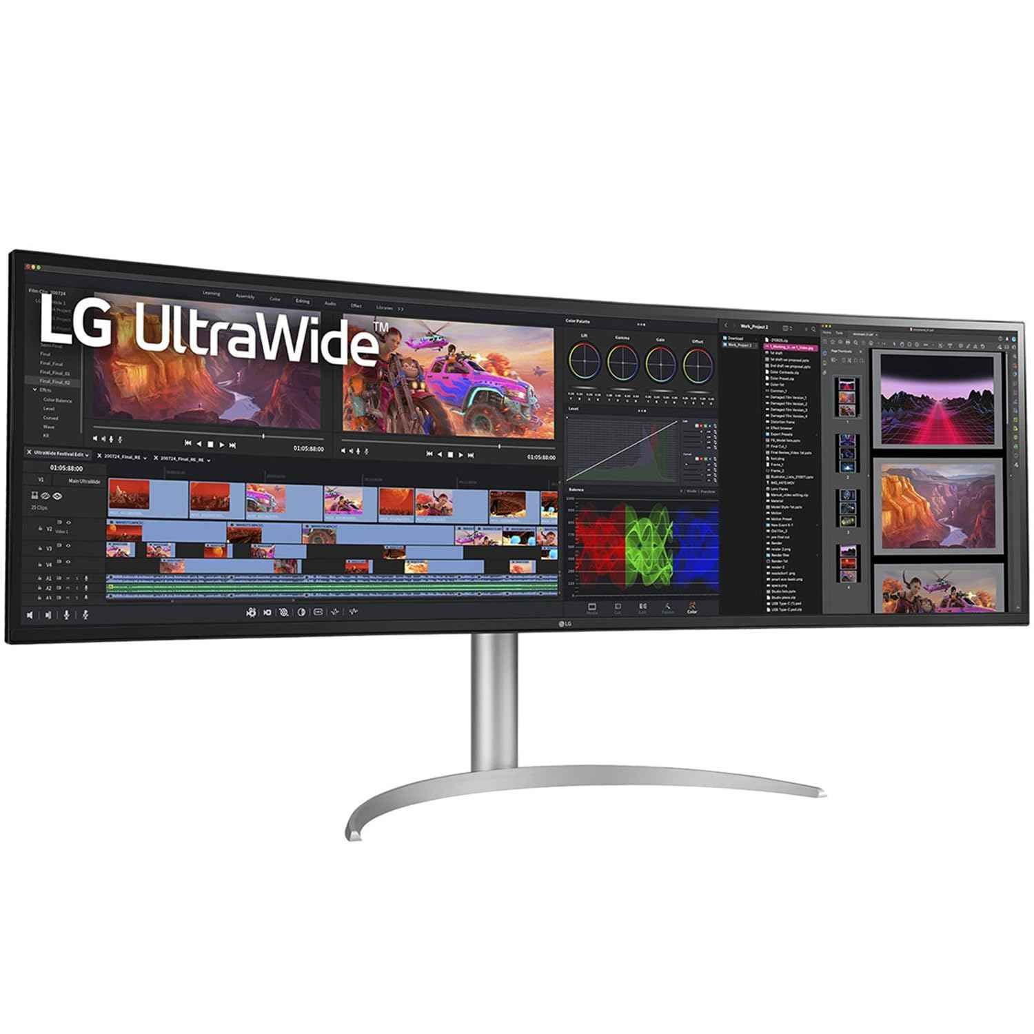 LG 49" Ultrawide Dual Qhd Nano 144Hz IPS Curved Monitor(5120X1440) Expanded Workstation,Vesa Displayhdr 400,USB Type-C,Dual Controller,Nvidia G-Sync,AMD Freesync Premium Pro-49Wq95C-W,White