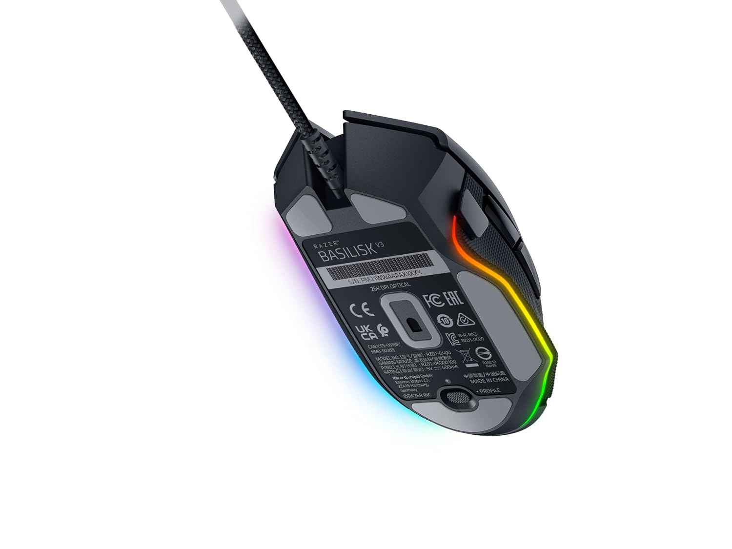 Razer Basilisk V3 Smartchoice Wired Gaming Mouse, Ergonomic Design, 26K DPI Optical Sensor, 11 Programmable Buttons, HyperScroll Tilt Wheel, Chroma RGB Lighting, Black