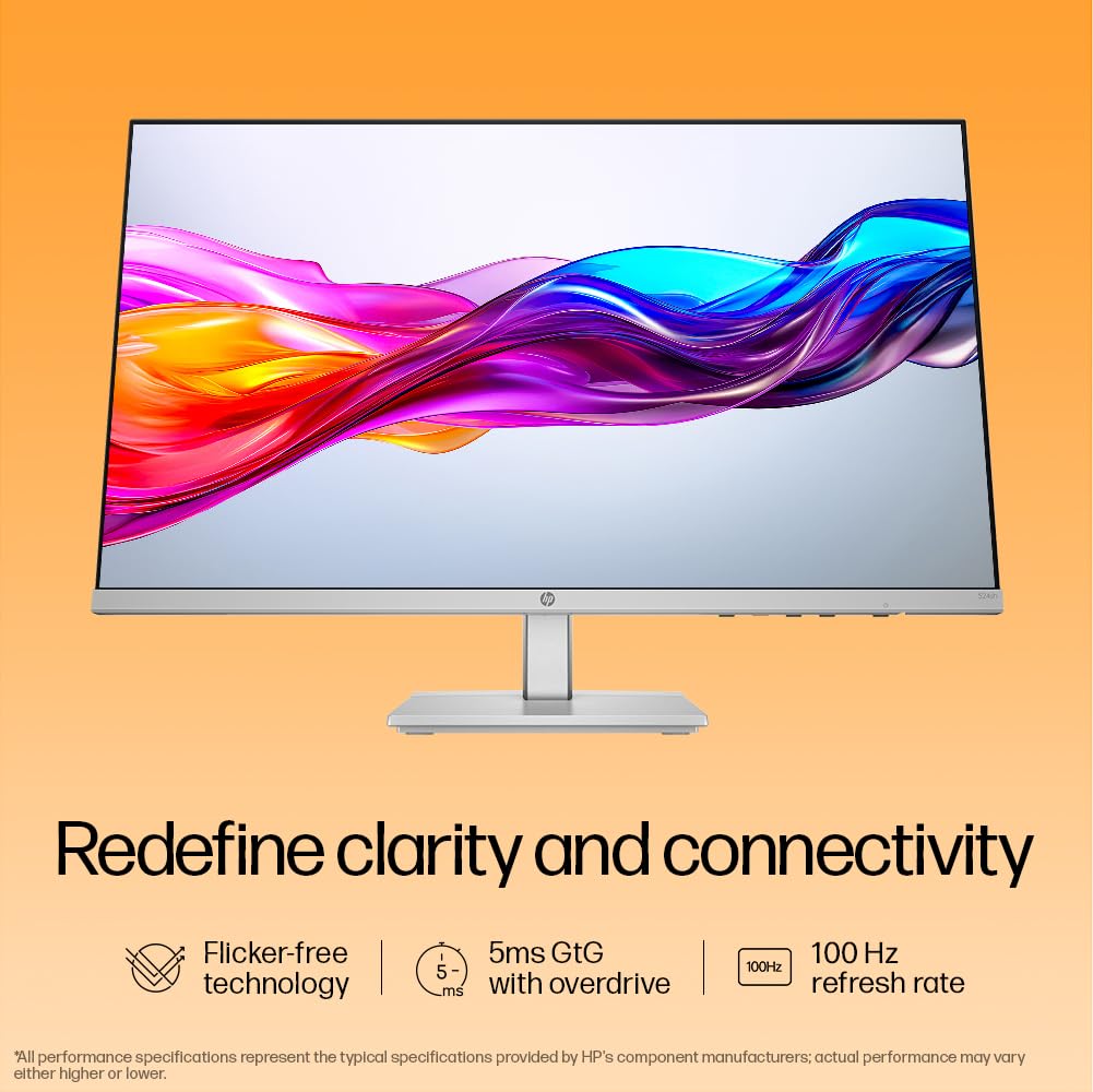 HP Series 5 23.8 inch FHD Height Adjust Monitor-524sh,23.8inch(60.5cm),FHD(1920 x 1080),Anti-Glare,Adjustable Height, Eye Ease,3.45kg