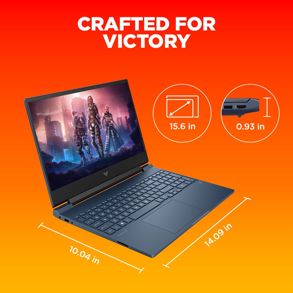 HP Victus, AMD Ryzen 5 5600H, AMD Radeon RX 6500 Graphics, 8GB DDR4, 512GB SSD, IPS, 15.6-inch(39.6cm) FHD Gaming Laptop, Enhanced Cooling (Win 11, Office 21, Blue, 2.37kg) fb0147AX/fb0184AX