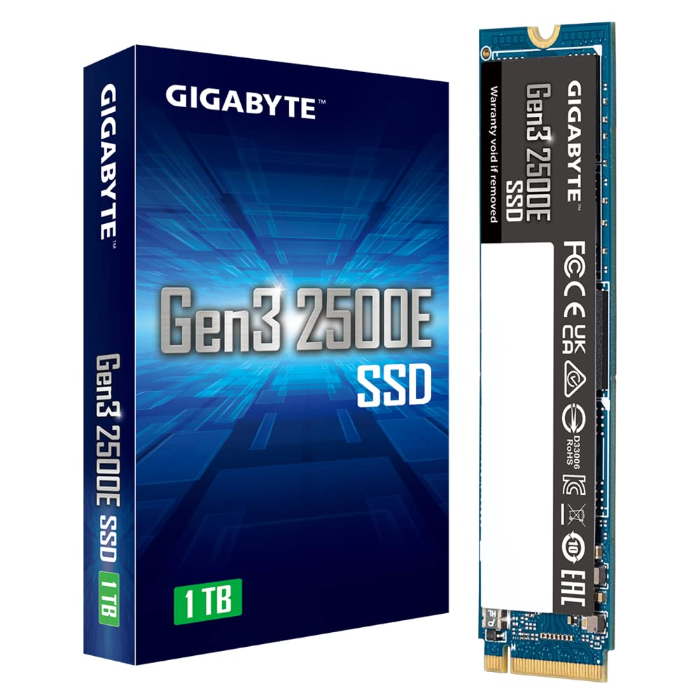 GIGABYTE Gen3 NVMe 2500E 1TB M.2 2280 PCIe Internal Solid State Drive (G325E1TB)