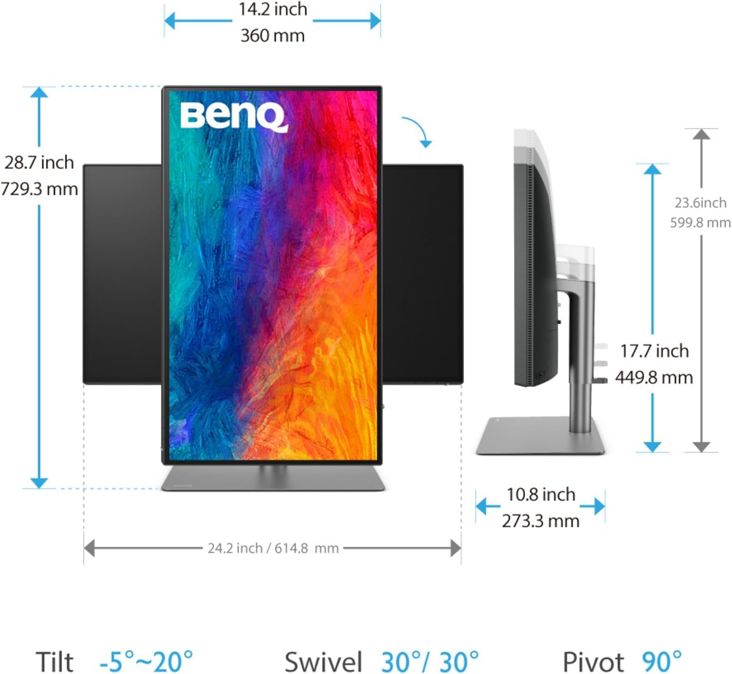 BenQ PD2725U 27 "(69 cm) IPS 4K HDR10 Monitor for Mac| 95% P3| 100% sRGB| 100% Rec709|Thunderbolt 3| AQCOLOR Technology|Factory-Calibrated|Hotkey Puck G2| ICCsync| KVM|PIP/PBP|USB Hub|HDMI|DP(Black)