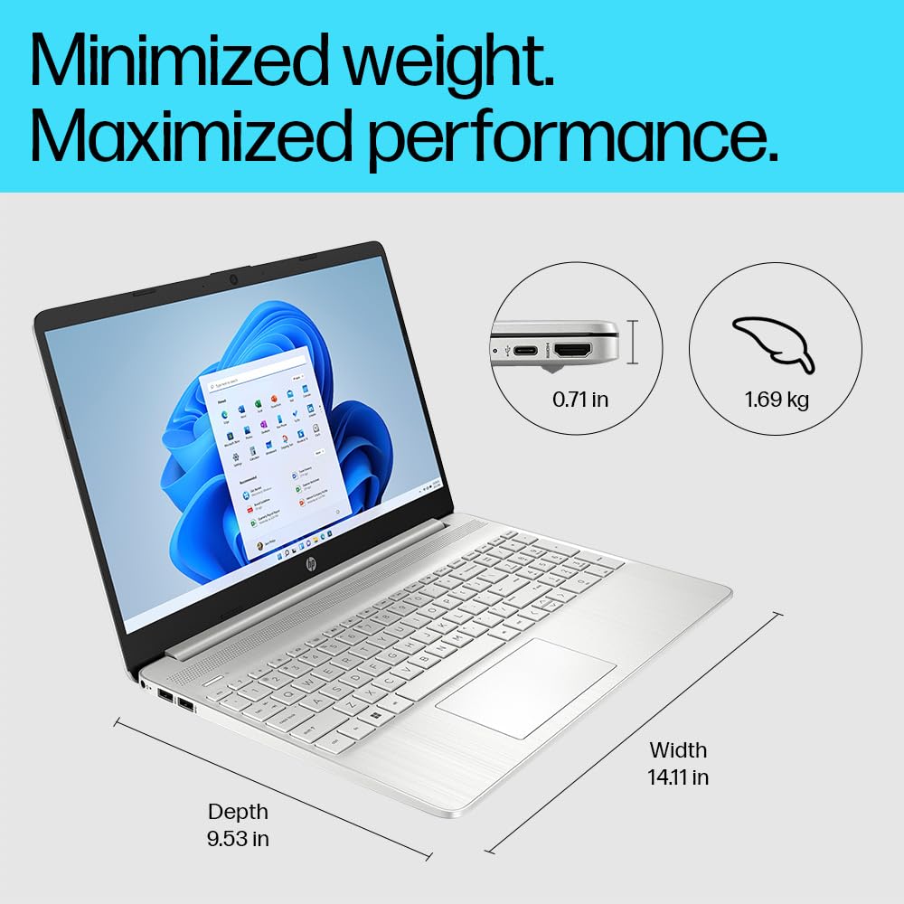 HP 15s 12th Gen Intel Core i3-1215U,15.6inch(39.6cm), FHD,Anti-Glare,8GB RAM,512GB SSD,Intel UHD Graphics,Dual Speakers(Win11,MSO2021,Silver,1.69Kg), 15s-FQ5185tu