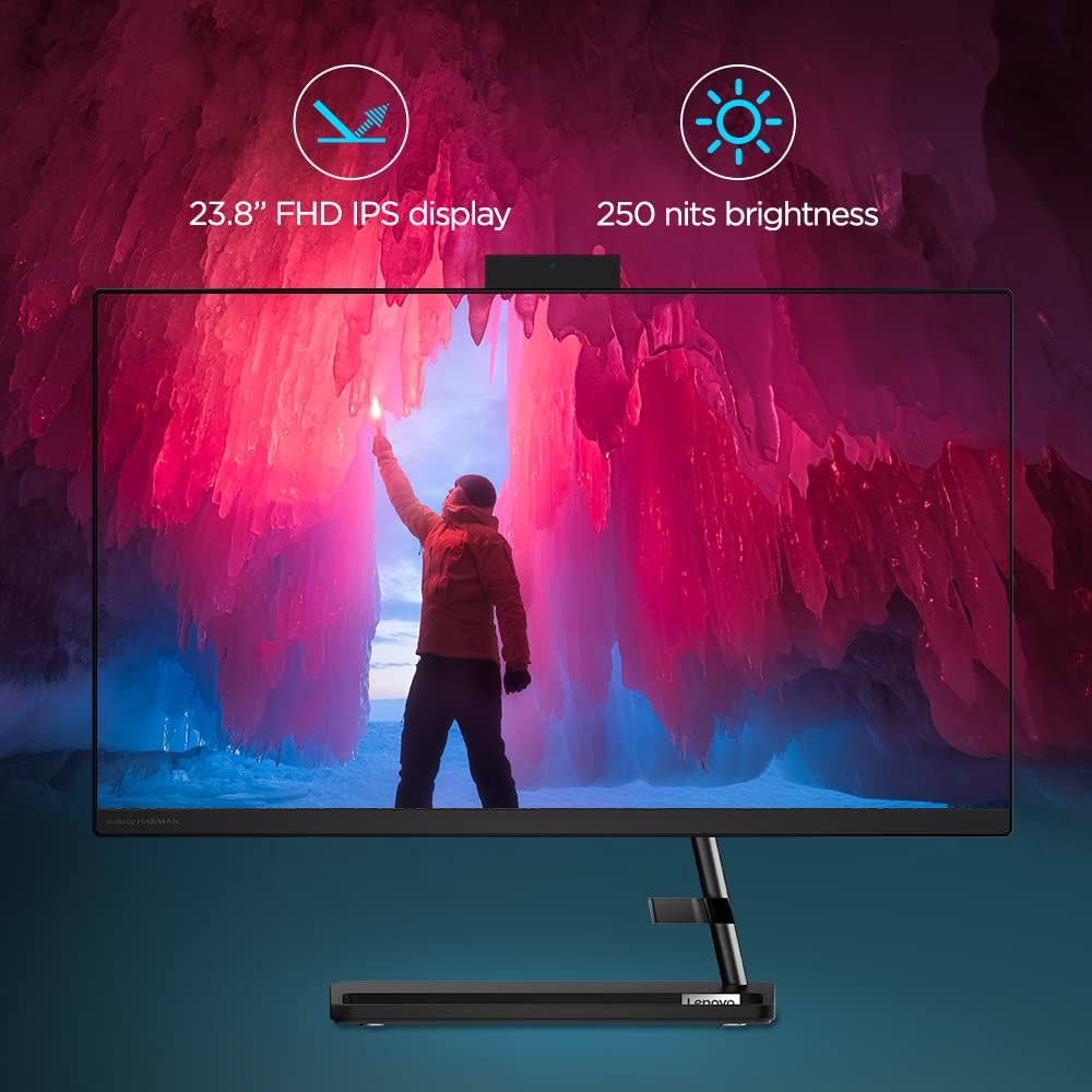 Lenovo IdeaCentre AIO 3 Ryzen 5 7430U 23.8" FHD IPS 3-Side Edgeless All-in-One Desktop with Alexa Built-in (8GB/512GB SSD/Win11/MSO 21/3Wx2 Speakers/HD Camera/USB Calliope Keyboard & Mouse) F0G1013EIN