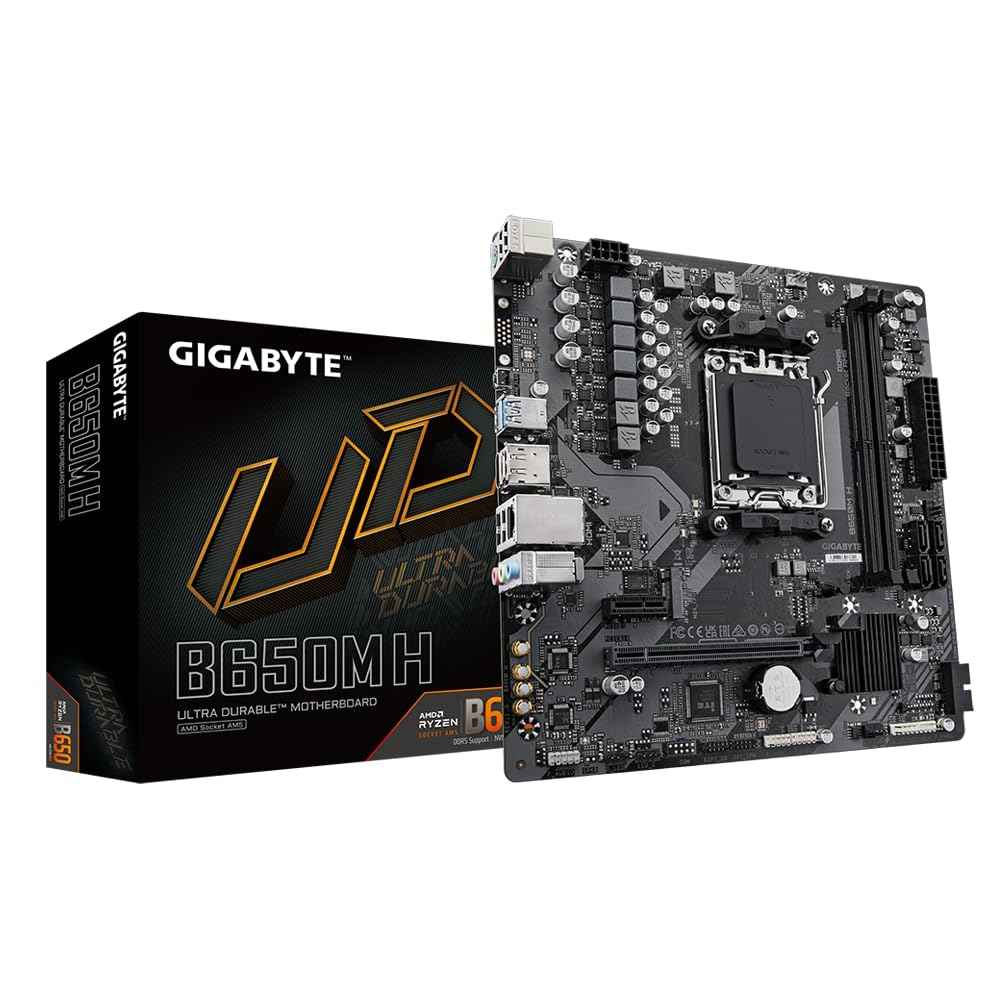 GIGABYTE B650M H AMD AM5 LGA 1718 Micro ATX Motherboard, PCIe 4.0, DDR5, USB 3.2 Gen2, 2.5 GbE LAN