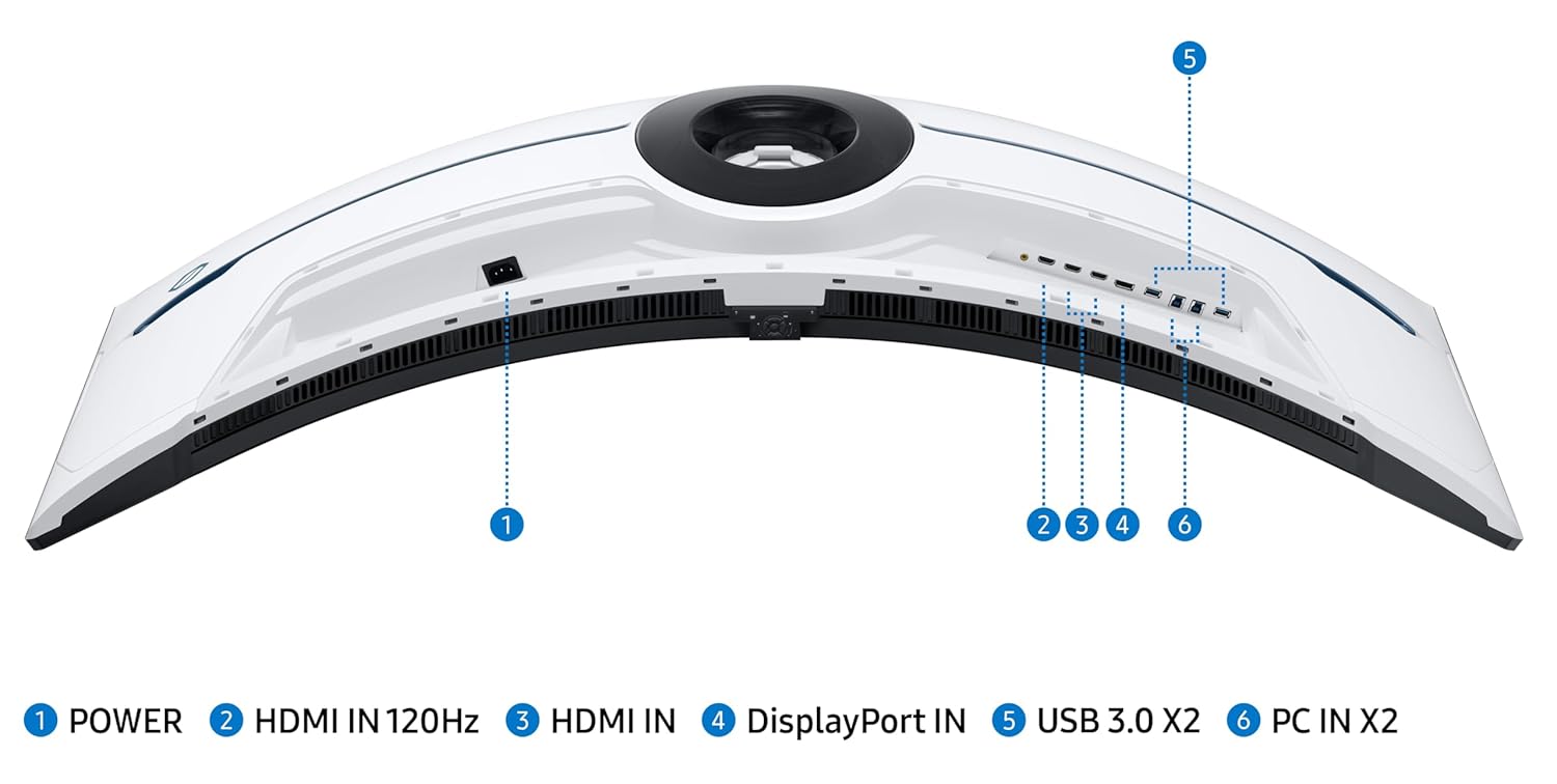 Samsung Odyssey Neo G9 57-inch(145 cm) Dual UHD 7680 x 2160 1000R Curved VA Gaming Monitor, 240Hz, 1ms, FreeSync Premium Pro, USB, DP 2.1, HDMI, HAS, Quantum Mini LED, HDR10+ (LS57CG950NWXXL, Black)
