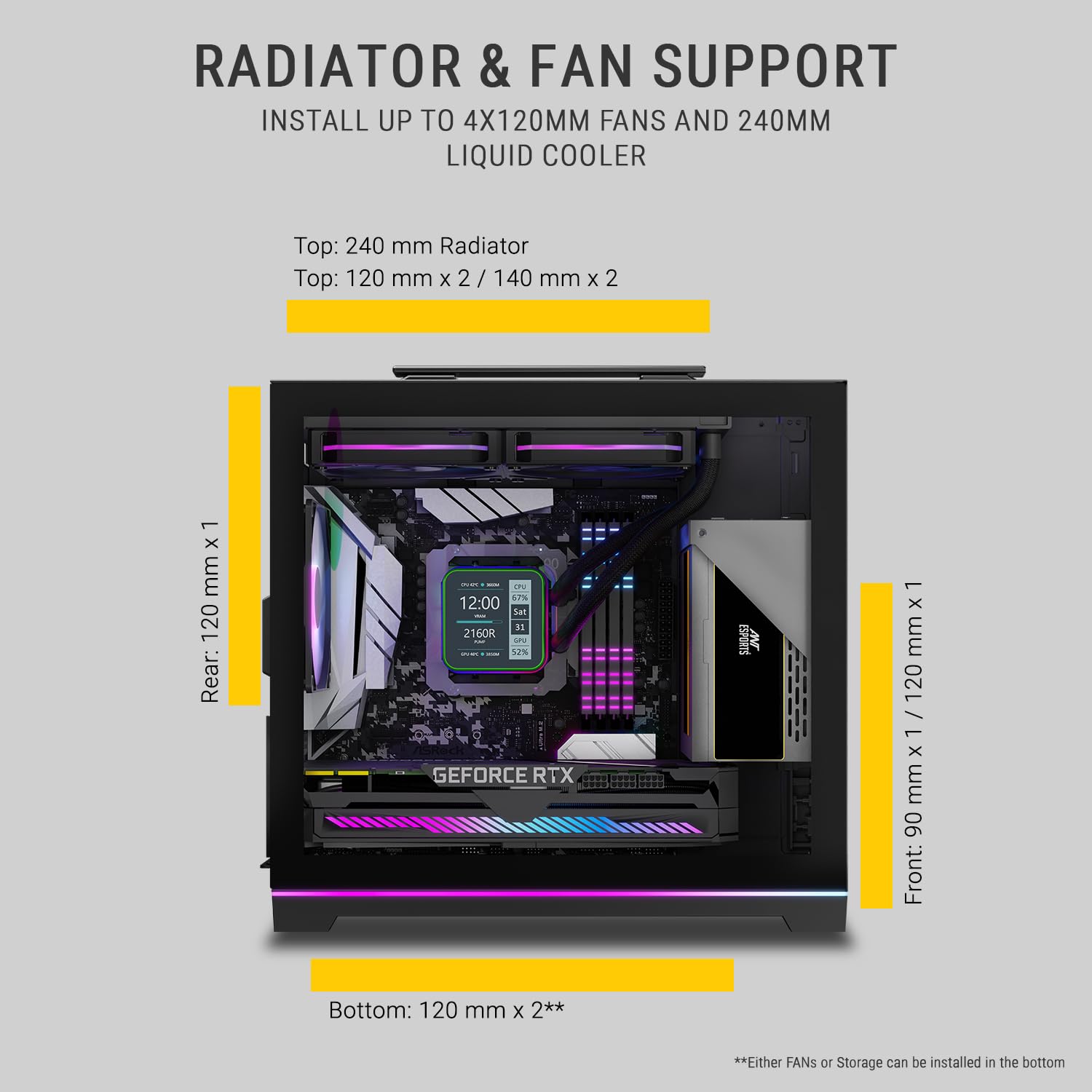 Ant Esports Box C Air V2 Mini-Tower Gaming Cabinet - Black | ARGB Front Strip | Supports Micro-ATX, Mini-ITX Motherboards | Pre-Installed 120mm Rear Fan | High Airflow Mesh Design