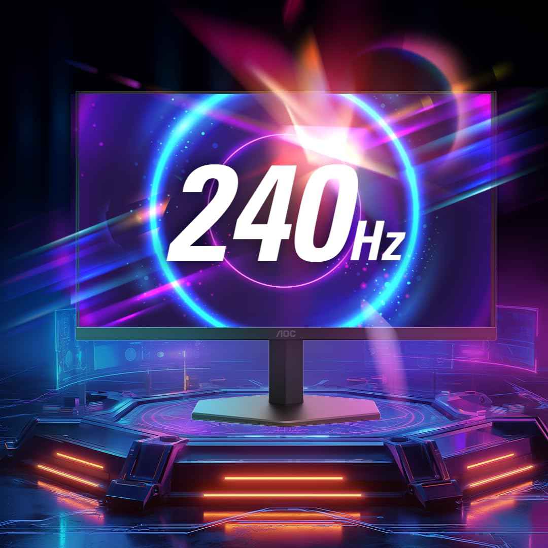 AOC 24G11ZE 23.8" FHD IPS Gaming Monitor - Black | 240Hz Refresh| 0.3ms MPRT, 1920 X 1080|Adaptive Sync| HDR10| 3-Sided Frameless| Low Input lag|Flicker Free| Low Blue Mode