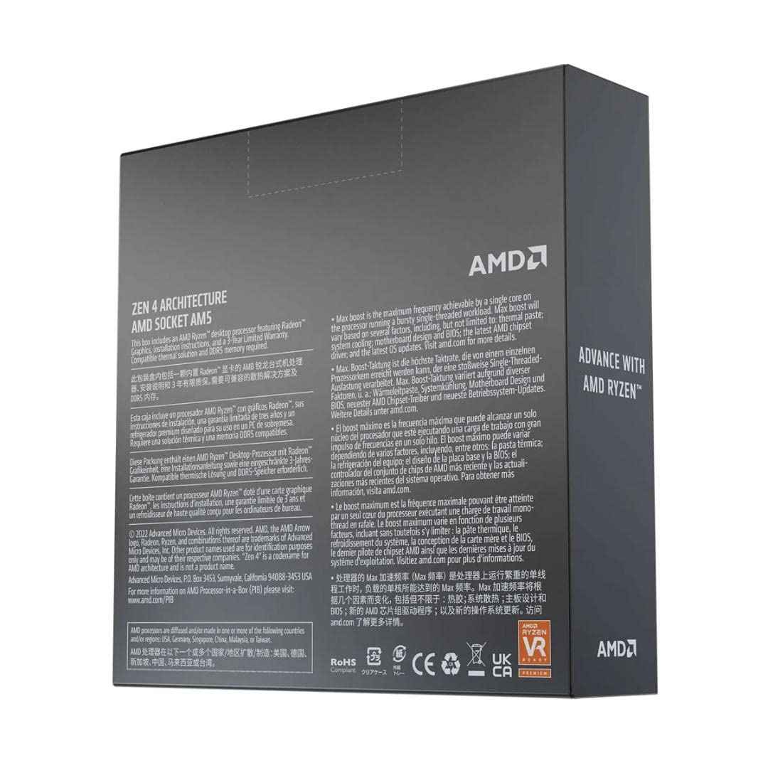 AMD 7000 Series Ryzen 5 7600X Desktop Processor 6 cores 12 Threads 38 MB Cache 4.7 GHz Upto 5.3 GHz AM5 Socket (100-100000593WOF)
