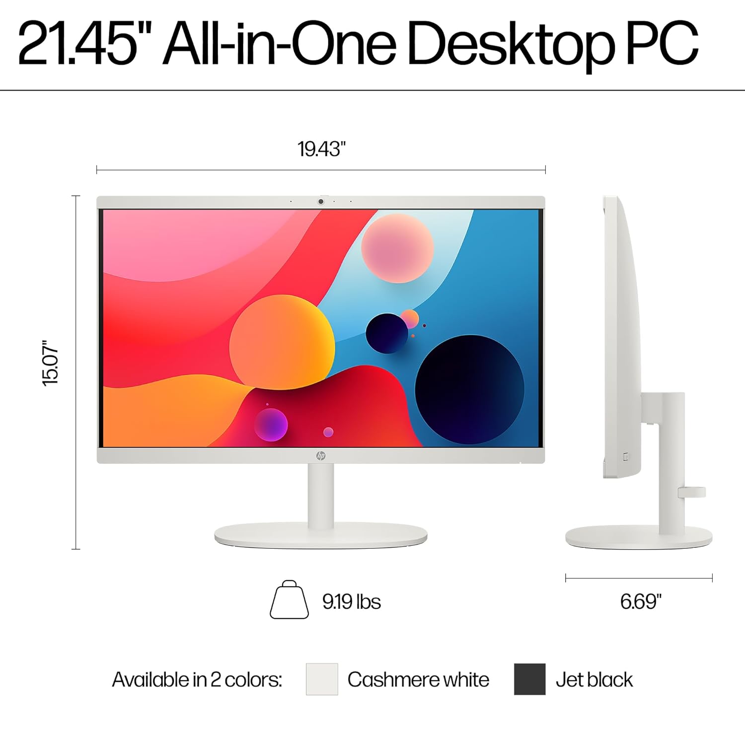 HP All-in-One Desktop,Intel® Celeron -N100,21.45 inch(54.5cm),FHD,Anti-Glare,8 GB DDR5, 512GB SSD,Dual 2W Speakers,White Wired Keyboard and Mouse Combo,White, Windows 11, 4.17kg,22-dg0153in - Zapnet.in