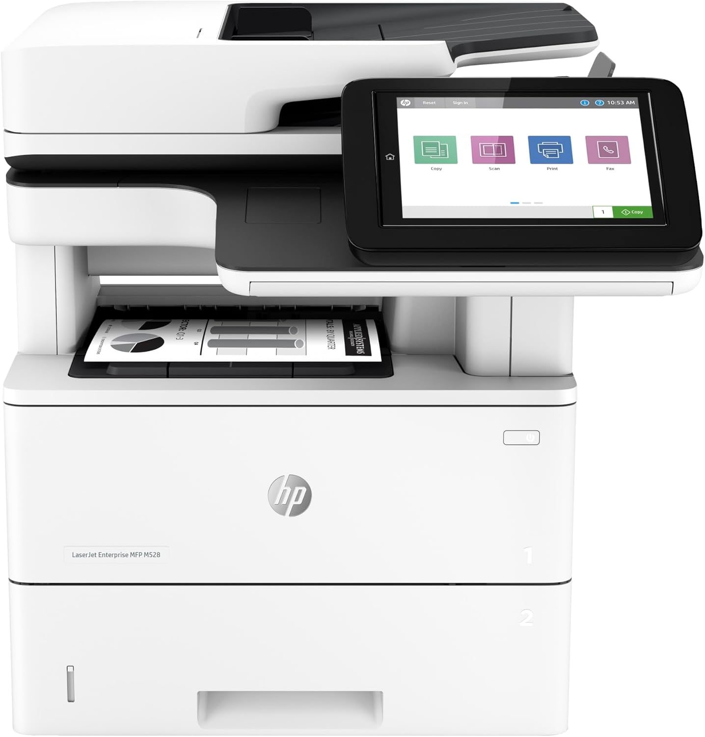 HP LaserJet Enterprise MFP M528dn Monochrome All-in-One Printer with built-in Ethernet & 2-sided printing (1PV64A), White