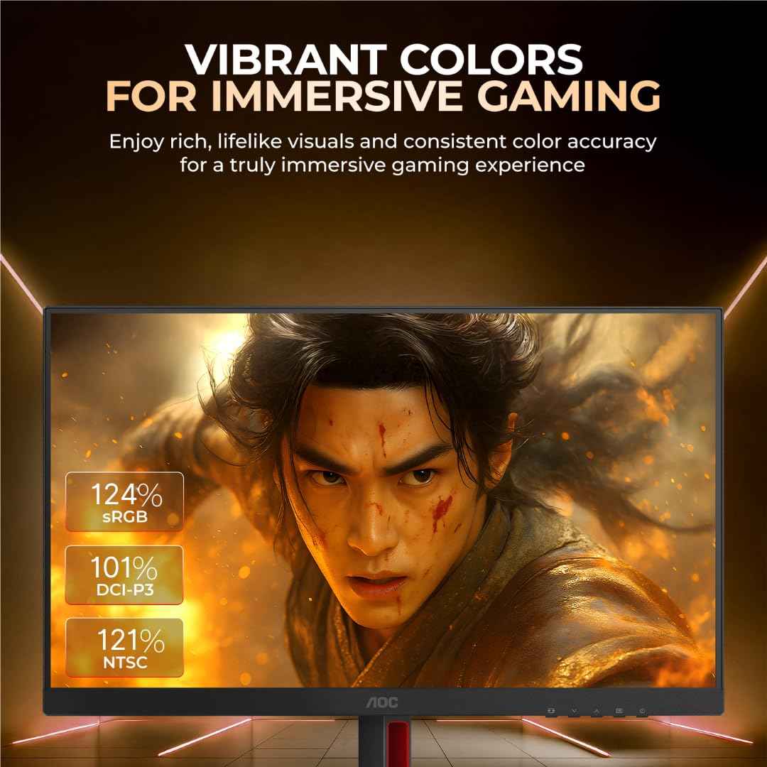 AOC CQ27G4 27"QHD 1500R Curved Gaming Monitor, 180Hz,0.5ms MPRT, HDR10, Adaptive Sync, 300 nits Brightness, Fast VA Panel, Height Adjustable Stand, Gaming Modes, Low Input Lag, Frameless, HDMI 2.0, DP