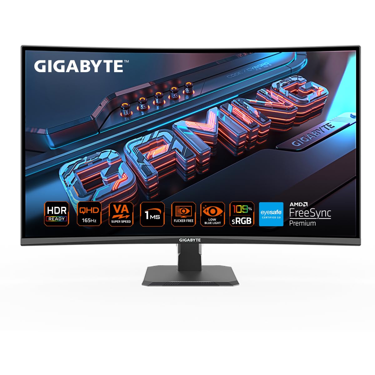 GIGABYTE Gs32Qc 31.5" Va 1500R (Curved), 2560 X 1440 (Qhd), 165Hz/170Hz (Od), 78% Dci-P3 109% Srgb, 1Ms Mprt, Freesync Premium, HDR 10, 32 Inch